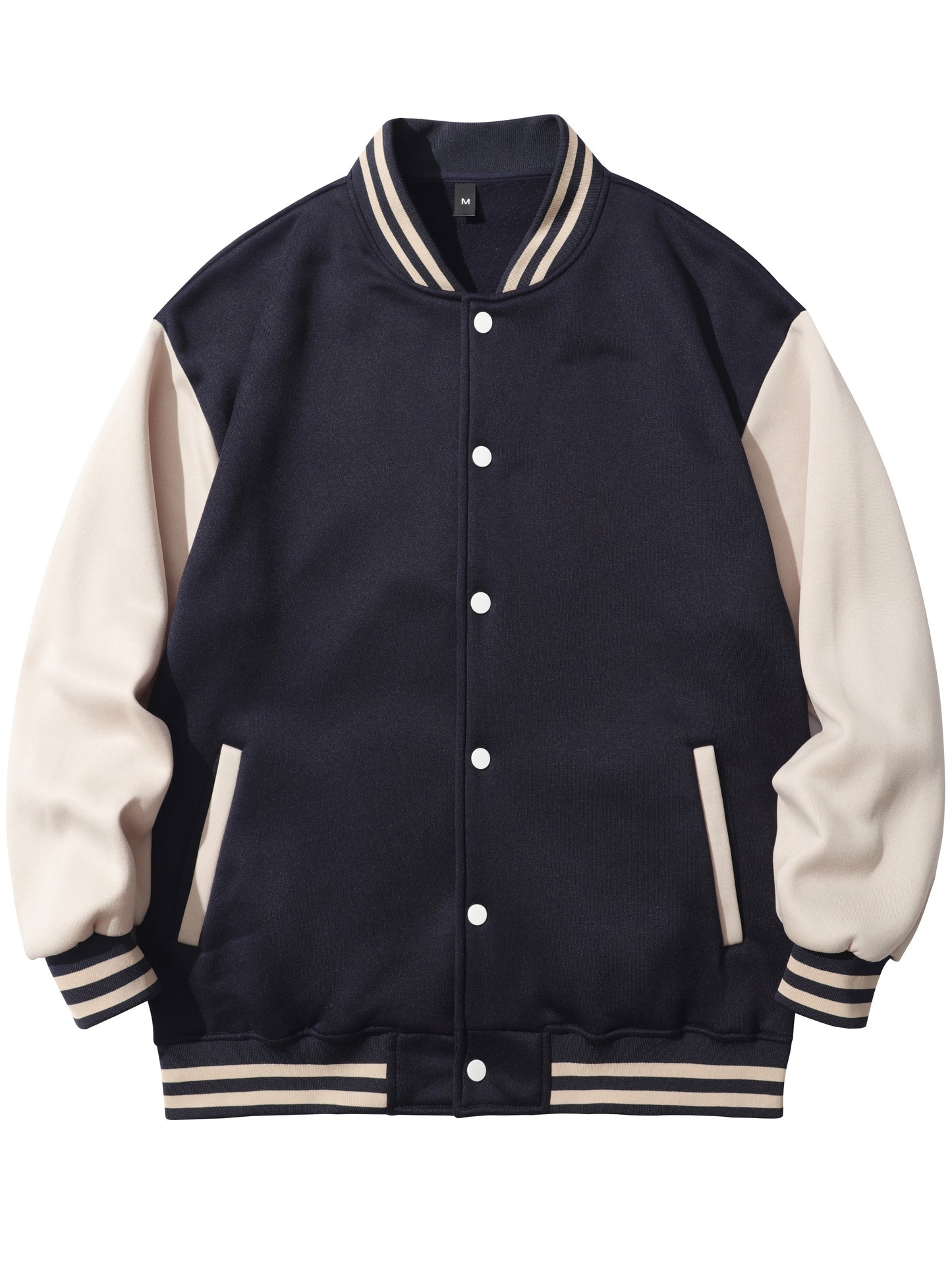 Men's Anime Portrait Embroidered Varsity Jacket - Casual Color Block Button Up for Spring and Fall Baseball and School