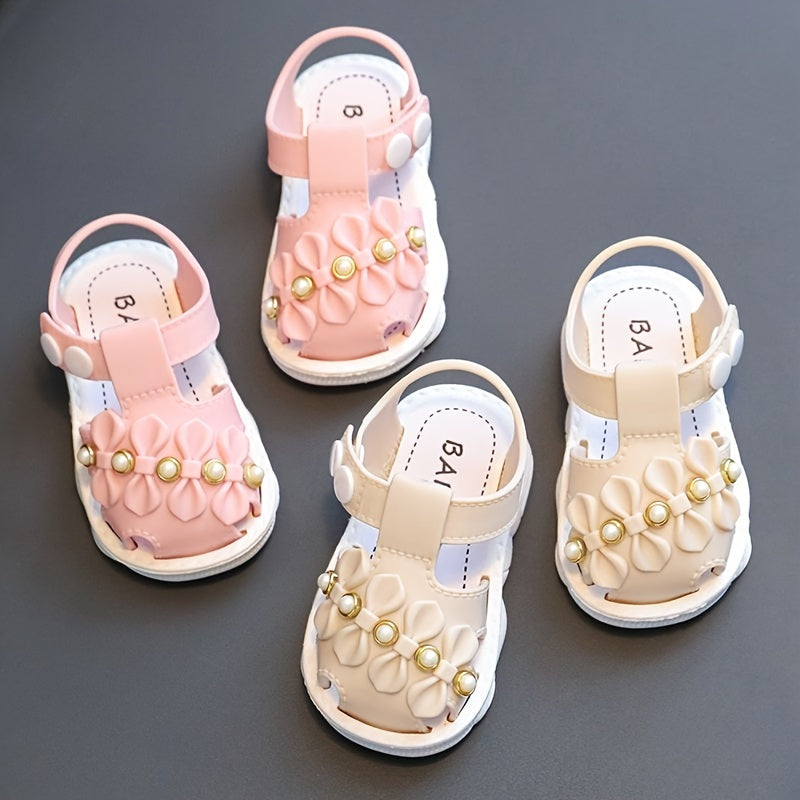 JIAGEYA Girls' Sandals 2023 Summer New Children's Non-slip Soft Bottom Children's Little Girls Baby Princess Beach Shoes
