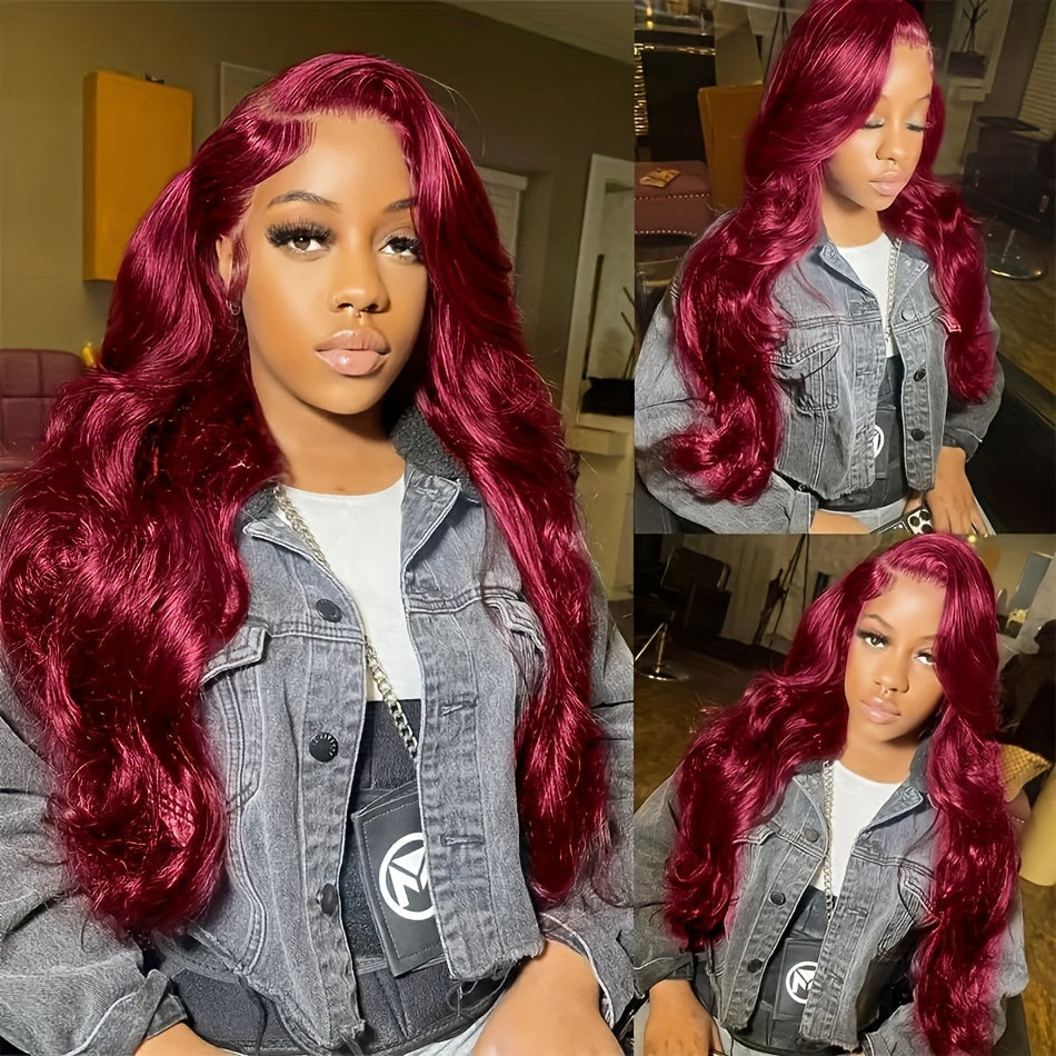 COLASS 14A 200% Density 30 Inch 99j Burgundy Lace Front Wigs Human Hair 13x4 99j Body Wave Lace Front Wigs Human Hair Wine Red Colored Pre Plucked Glueless HD Lace Frontal Wigs For Women.