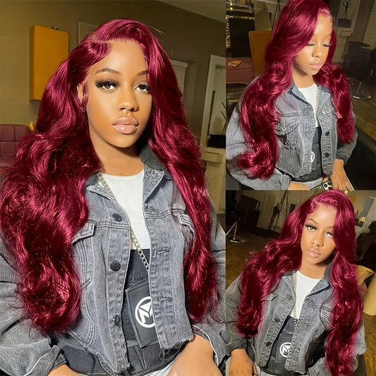 COLASS 14A 200% Density 30 Inch 99j Burgundy Lace Front Wigs Human Hair 13x4 99j Body Wave Lace Front Wigs Human Hair Wine Red Colored Pre Plucked Glueless HD Lace Frontal Wigs For Women.