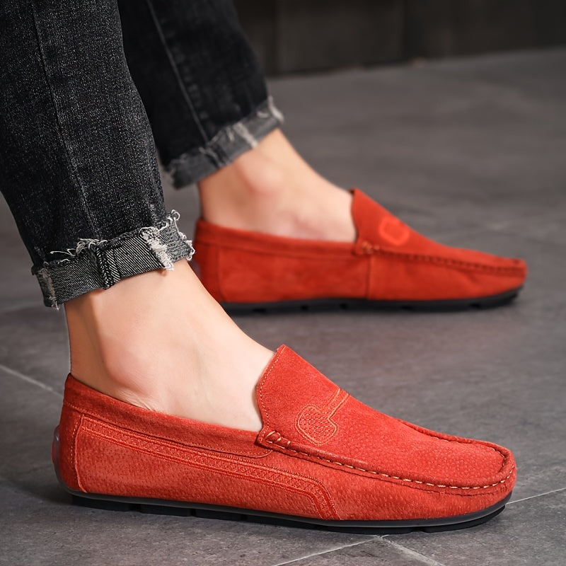 Men's Casual Loafers, Upper, PU Lining, Rubber Sole, Fabric Insole, Round Toe Slip-On Shoes for All Seasons, Dressy Shoes