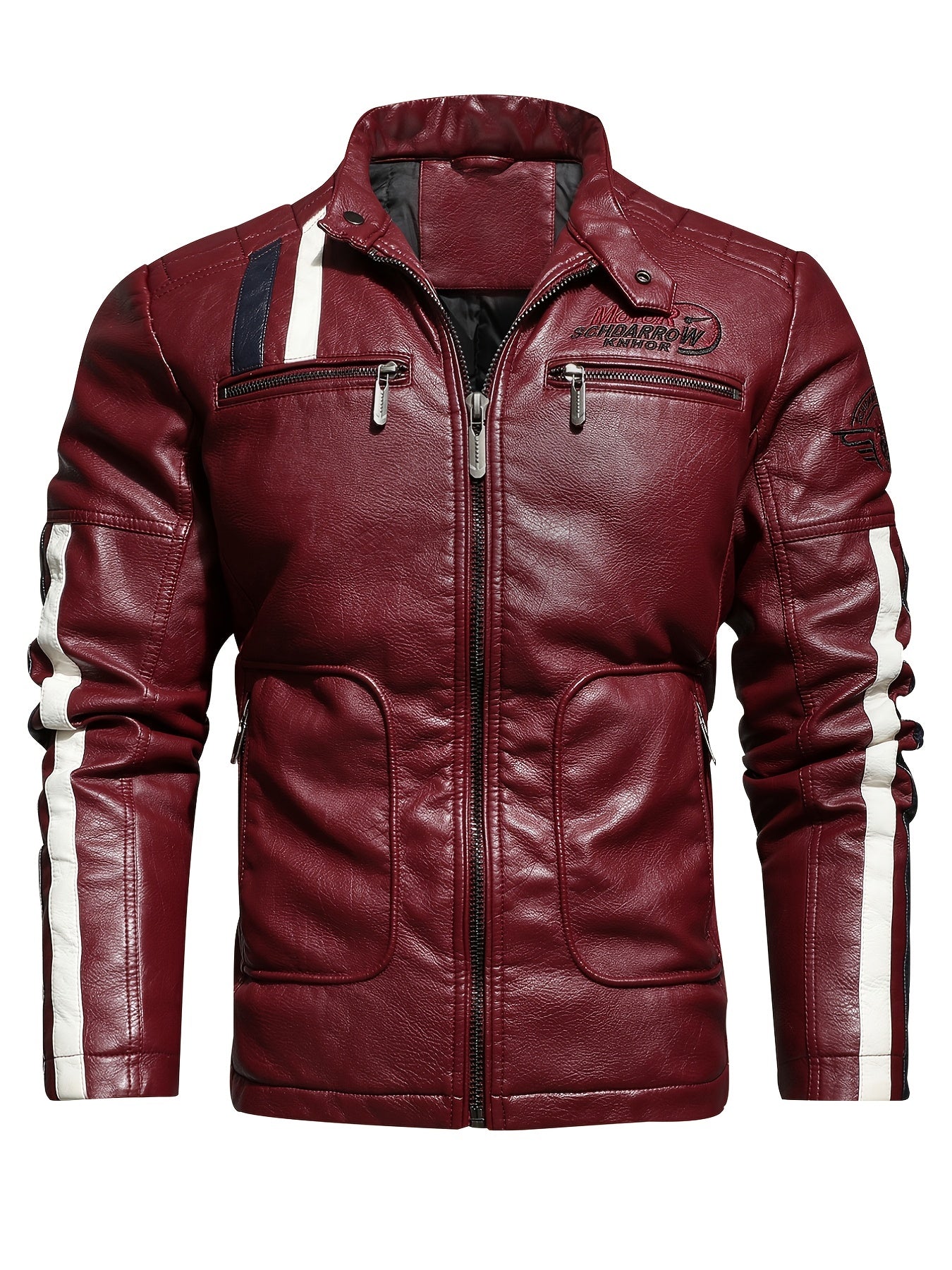 Men's Racing Suit Color-Blocking Jacket Motorcycle PU Jacket