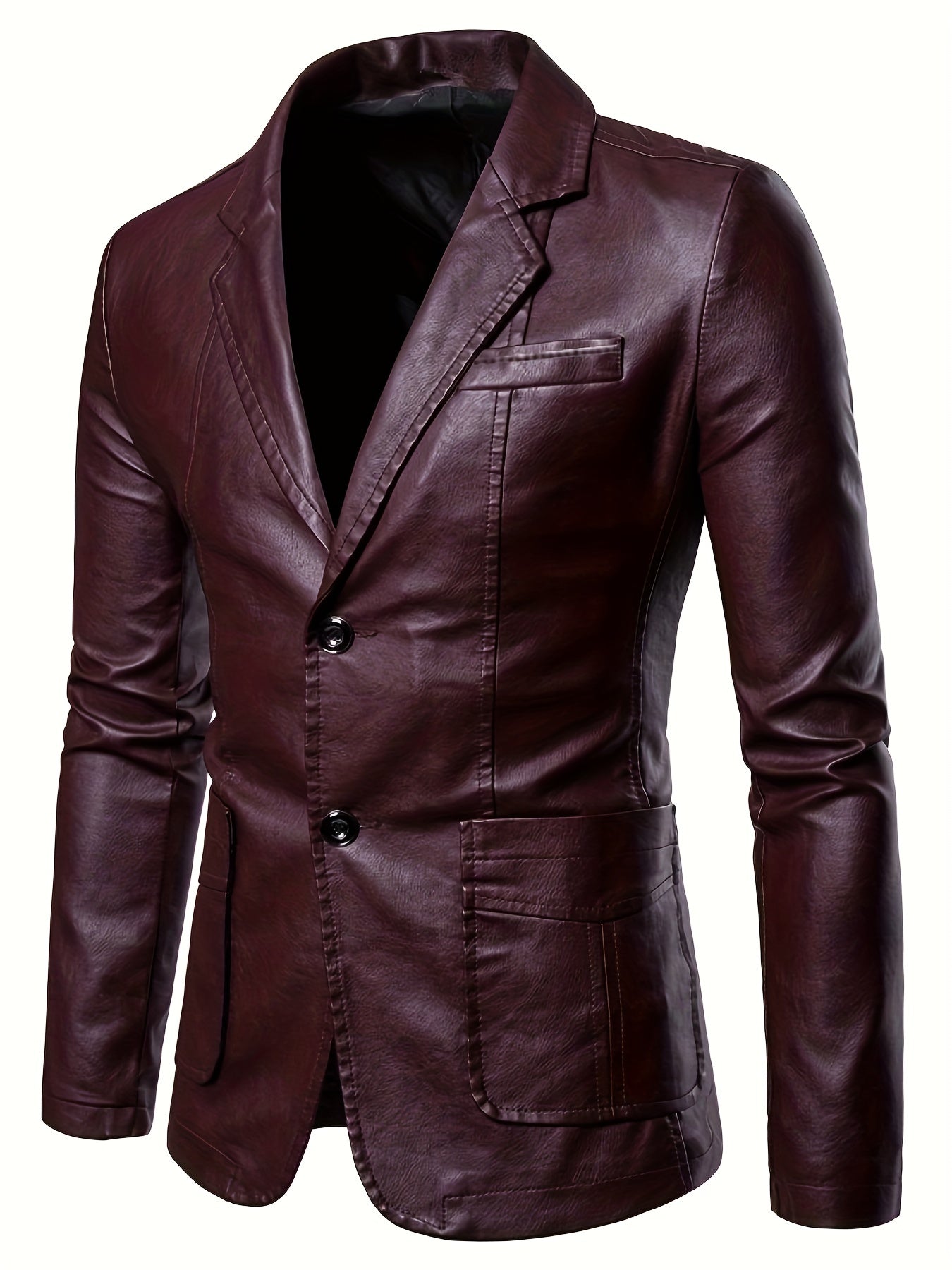 Men's PU Leather Jacket Casual Suit For Autumn And Winter, Old Money Style