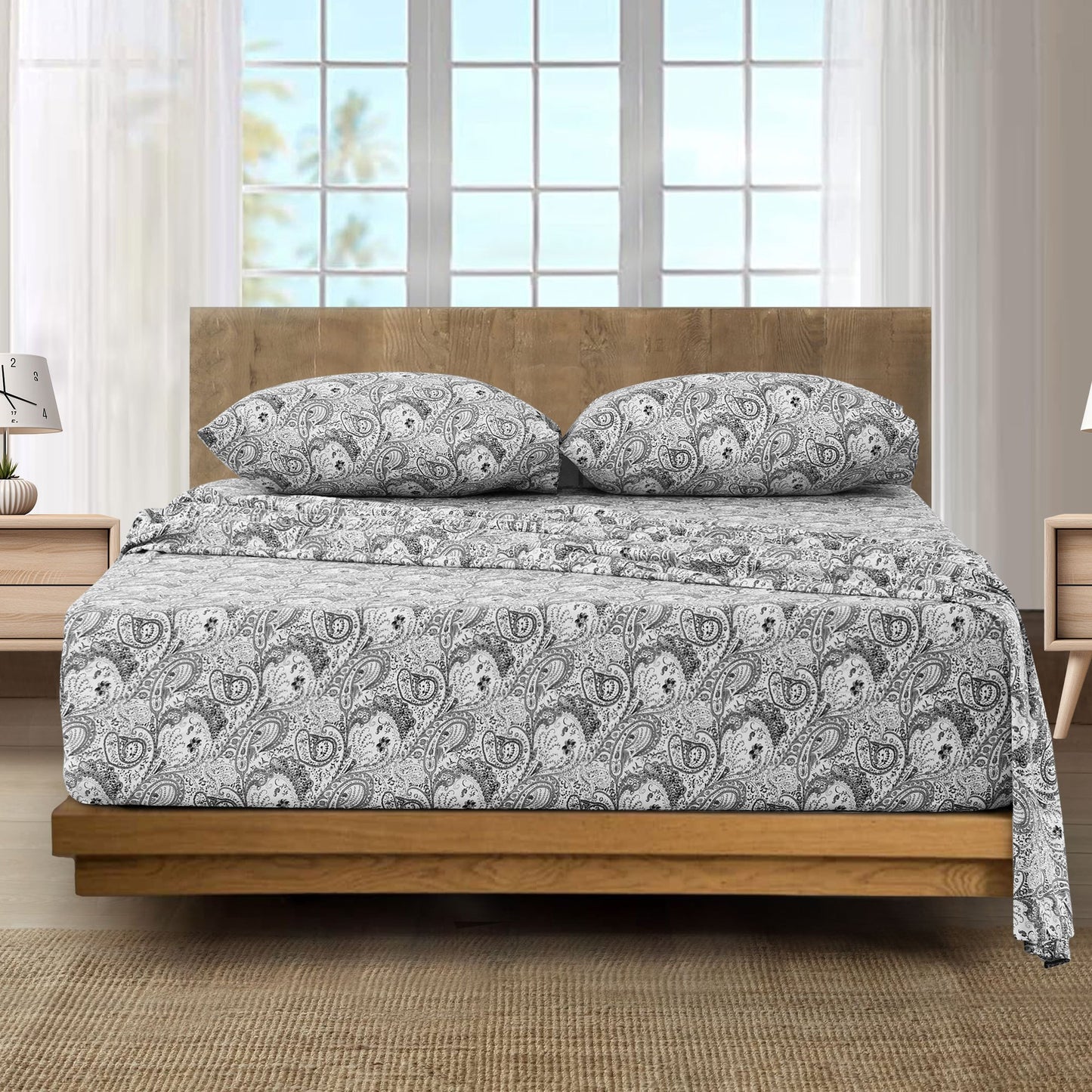 Lux Decor 6 Pieces Paisley Bed Sheet, Breathable Hotel Style Sheets, Microfiber Sheets Deep Pockets, Easy-Fit, Soft & Wrinkle Free Oeko-Tex Cooling Bed Sheets