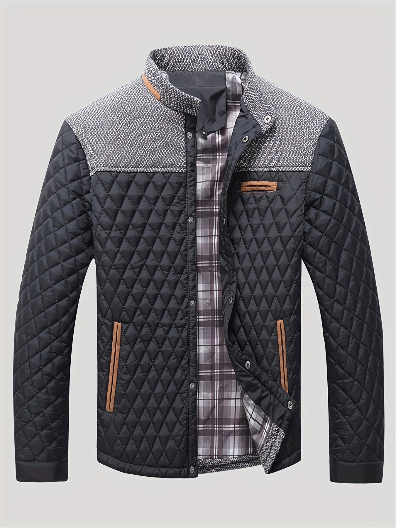 Warm & Lightweight Men's Quilted Winter Jacket - Casual Stand Collar Coat for Everyday Wear