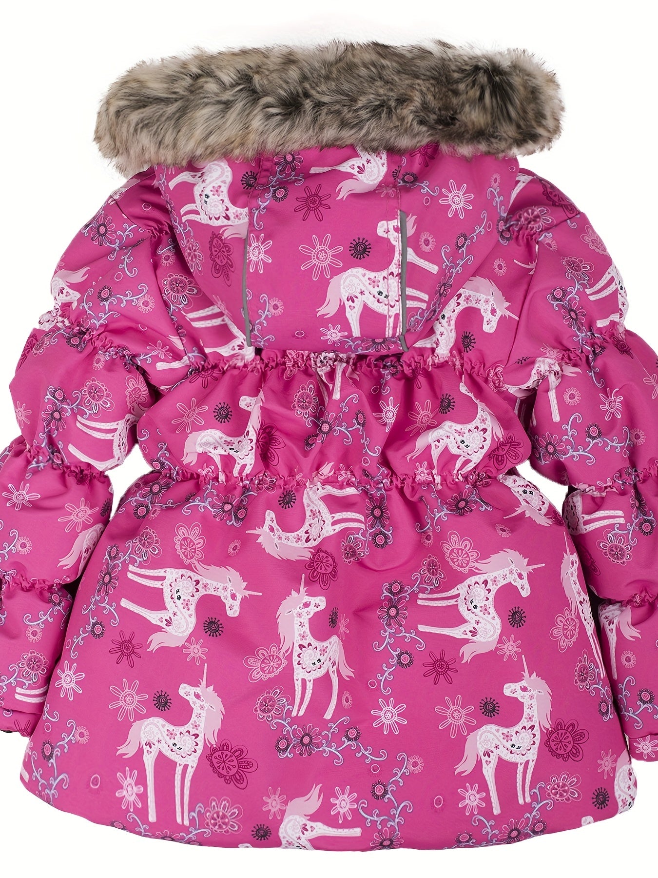 Kids' Waterproof and Warm Snowflake Ski Jacket - Insulated Hooded Winter Coat with Adjustable cuffs, Hem and Waistband - Ideal for Girls' Winter Outdoor Activities
