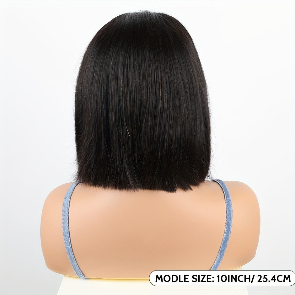 Wear and Go Glueless Bob Wig Human Hair Straight 4x4 Pre-Cut HD Lace Glueless Wigs Pre-Plucked Transparent Lace Front Closure Wigs for Women 200% Density