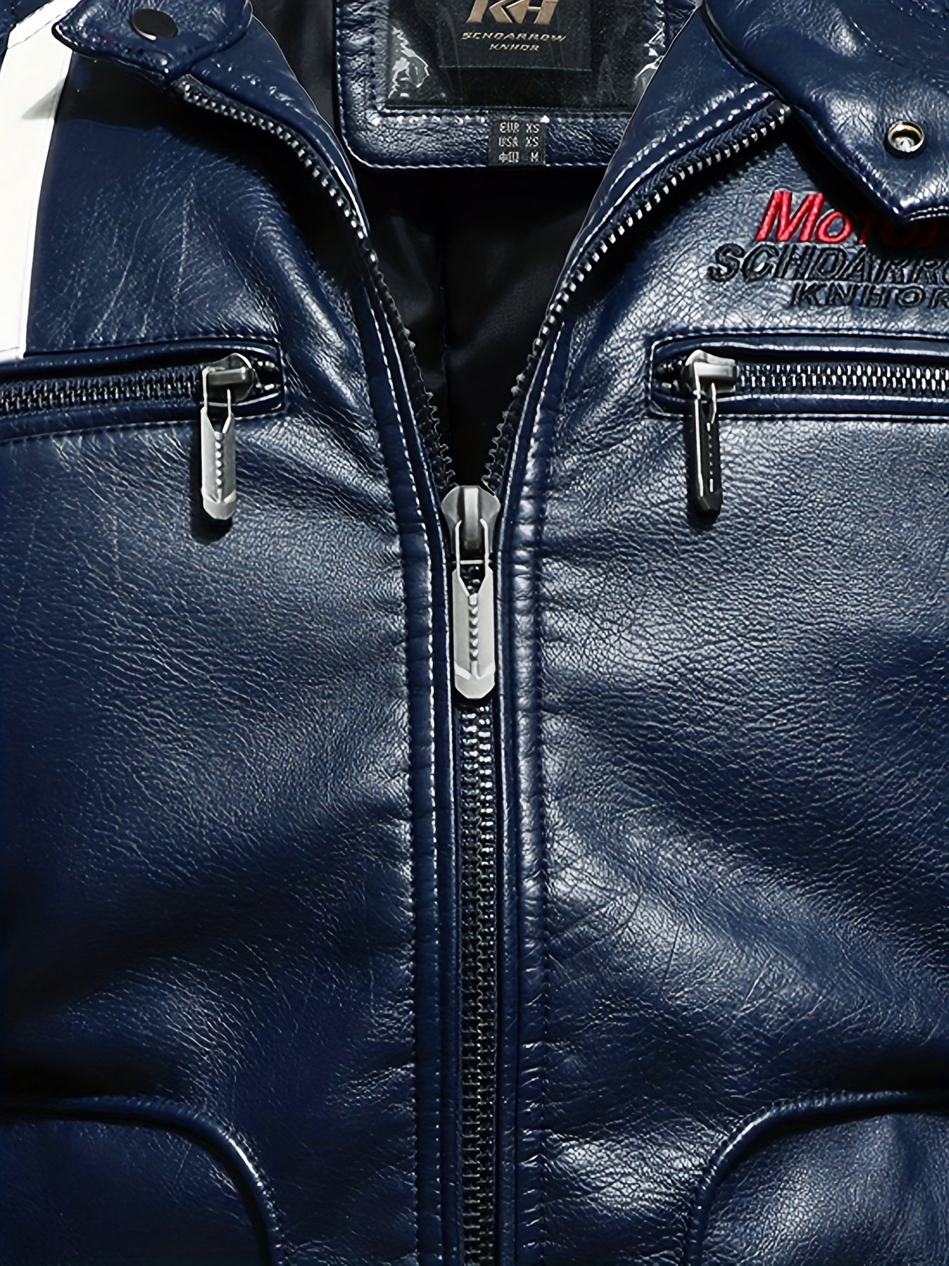 Men's Racing Suit Color-Blocking Jacket Motorcycle PU Jacket