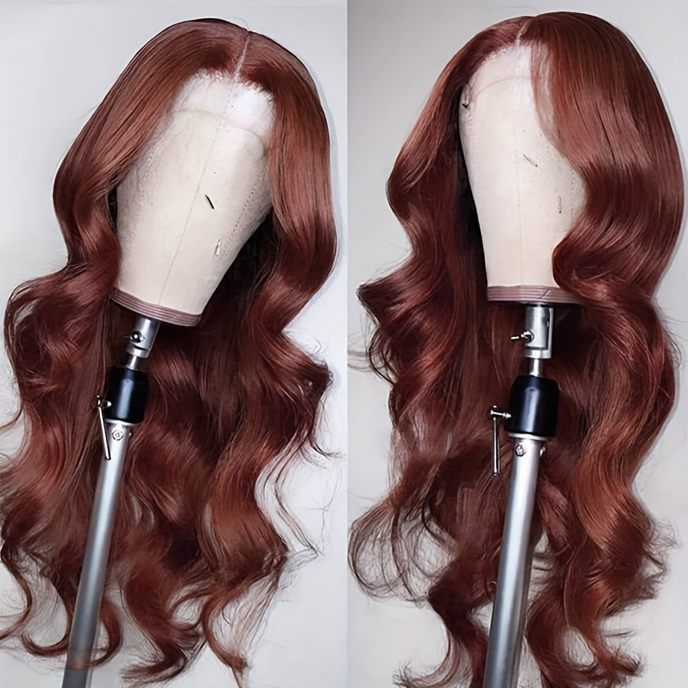 Reddish Brown Lace Front Human Hair Wigs Body Wave 13x6 HD Lace Frontal Wig Preplucked Dark Red Brown Lace Front Wig