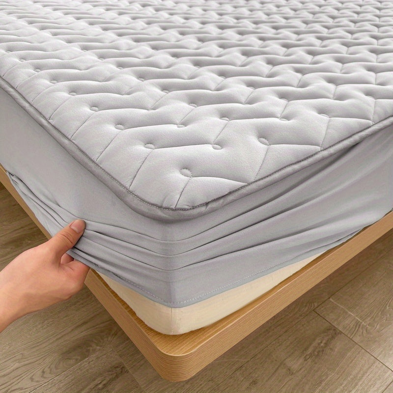 1pc Waterproof Fitted Sheet, Soft Comfortable Polyester Bedding Fitted Sheet, For Bedroom, Guest Room, With Deep Pocket, Fitted Bed Sheet Only