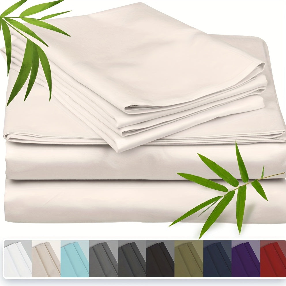 [3pcs Super Soft Bamboo Bed] Emircey 3pcs Set 100% Bamboo Fiber Bed, Super Soft, Comfortable - Hotel Luxury Bed Sheet+Pillowcase, Deep Pocket, Easy to Fit, Wrinkle Free, 1 Bed Sheet+2 Pillowcases