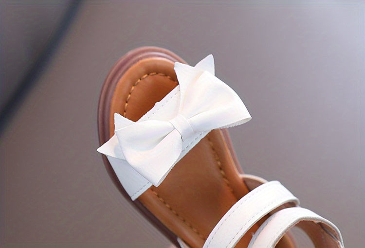 Adorable Bow-Adorned Casual Sandals For Baby Girls, Soft Sole Sandals Perfect For Walking