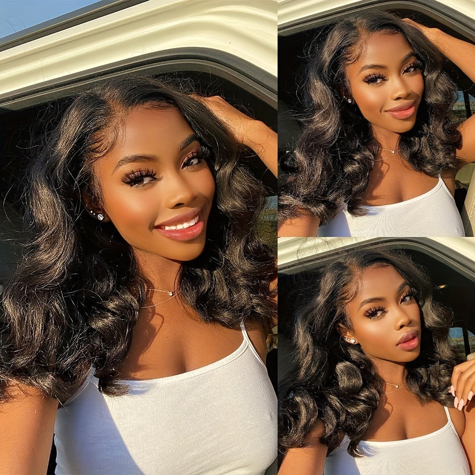 13x4 Brazilian Human Hair Wigs - Smooth Body Wave, Glueless & HD Lace Front - Pre-Cut, Pre-Plucked, 180% Density - Perfect for Beginners, Effortless Luxury Style