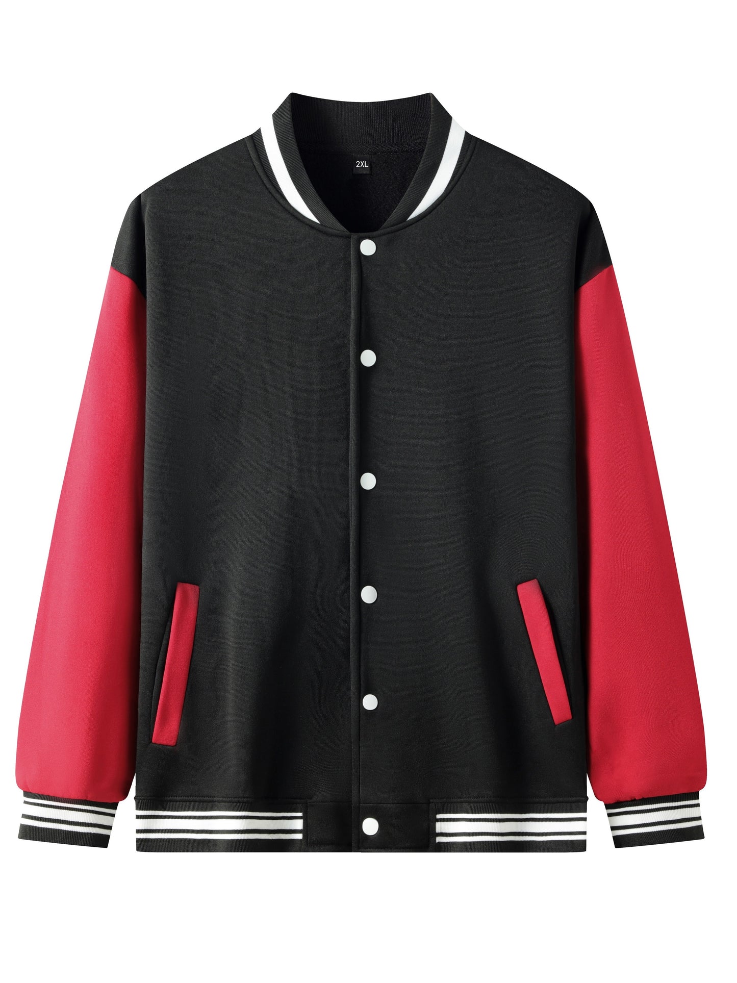 Men's Anime Portrait Embroidered Varsity Jacket - Casual Color Block Button Up for Spring and Fall Baseball and School