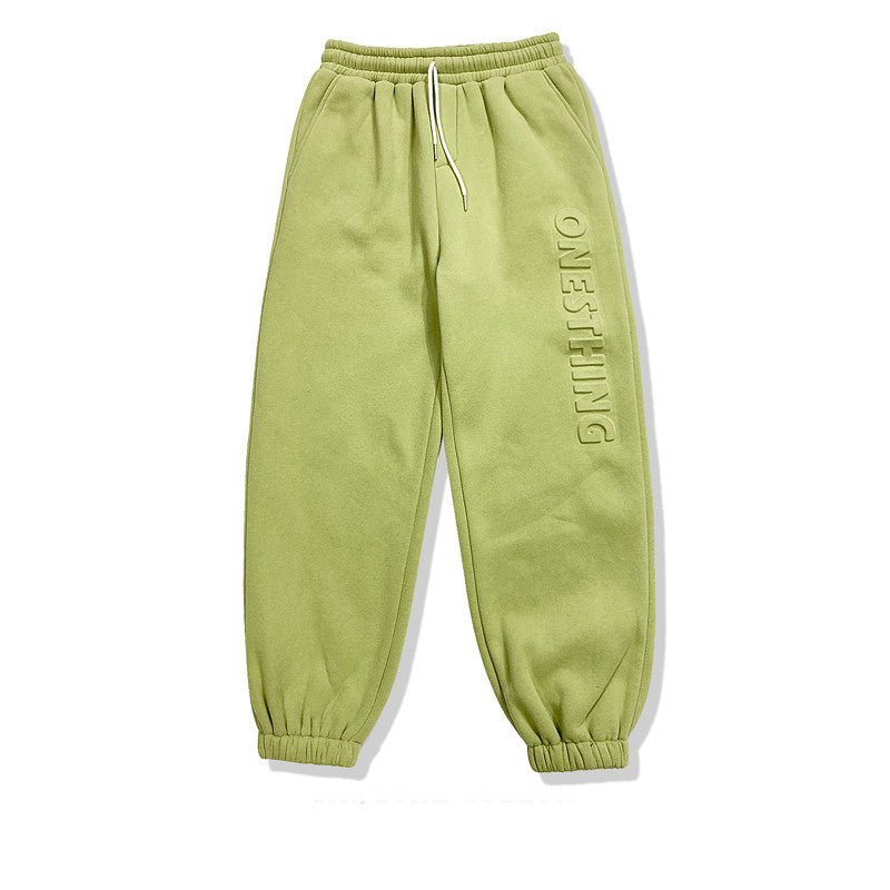 Spring Stamped Letters Wild Trendy Footwear Pants For Men And Women Loose Plus Velvet Sports Casual Pants