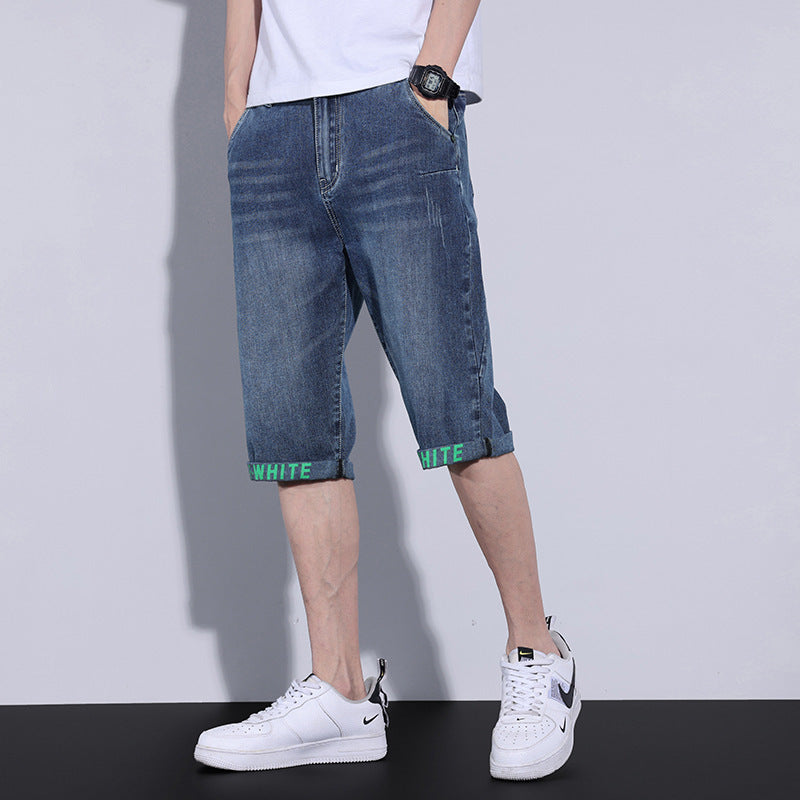 Straight Loose Casual Middle Pants Cropped Beach Pants Men