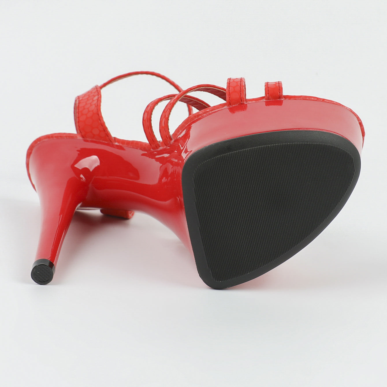 Women's Platform Stiletto Sandals, Red Criss Cross Ankle Strap Open Toe High Heels, Women's Round Toe Footwear