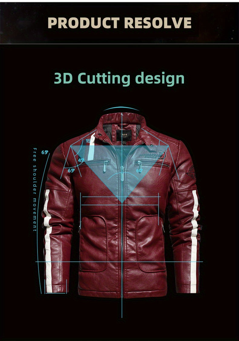 Men's Racing Suit Color-Blocking Jacket Motorcycle PU Jacket