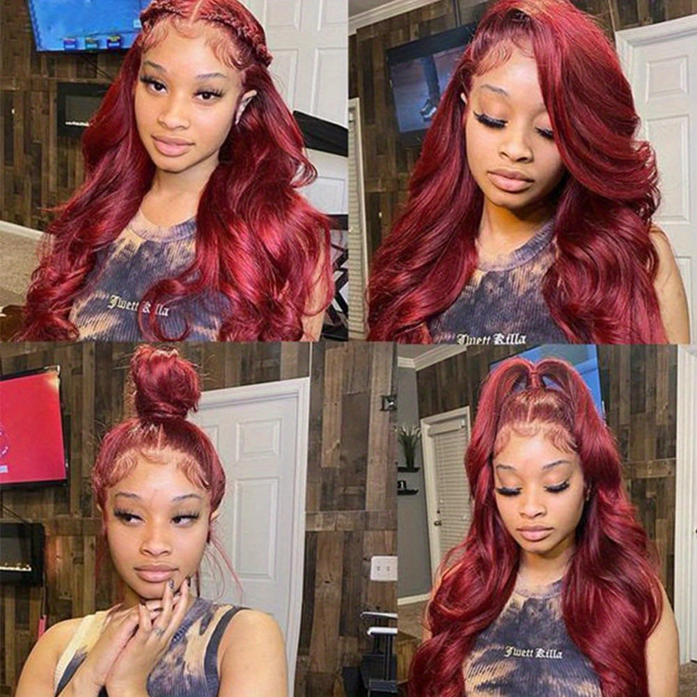 Burgundy Lace Front Wigs Human Hair 99j 13x6 Body Wave Lace Front Wigs Human Hair 180% Density Preplucked Virgin Hair Full and Thick HD Lace Front Wigs Human Hair for Women