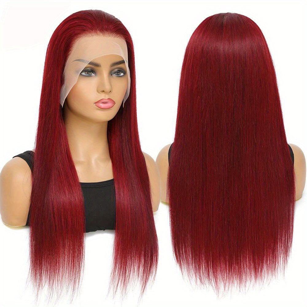 99J Burgundy Lace Front Wigs Human Hair Pre PluckedHairline Glueless 180% Density 13×4 HD Transparent Wigs for Women Human Hair with Baby Hair Wine Red Colored