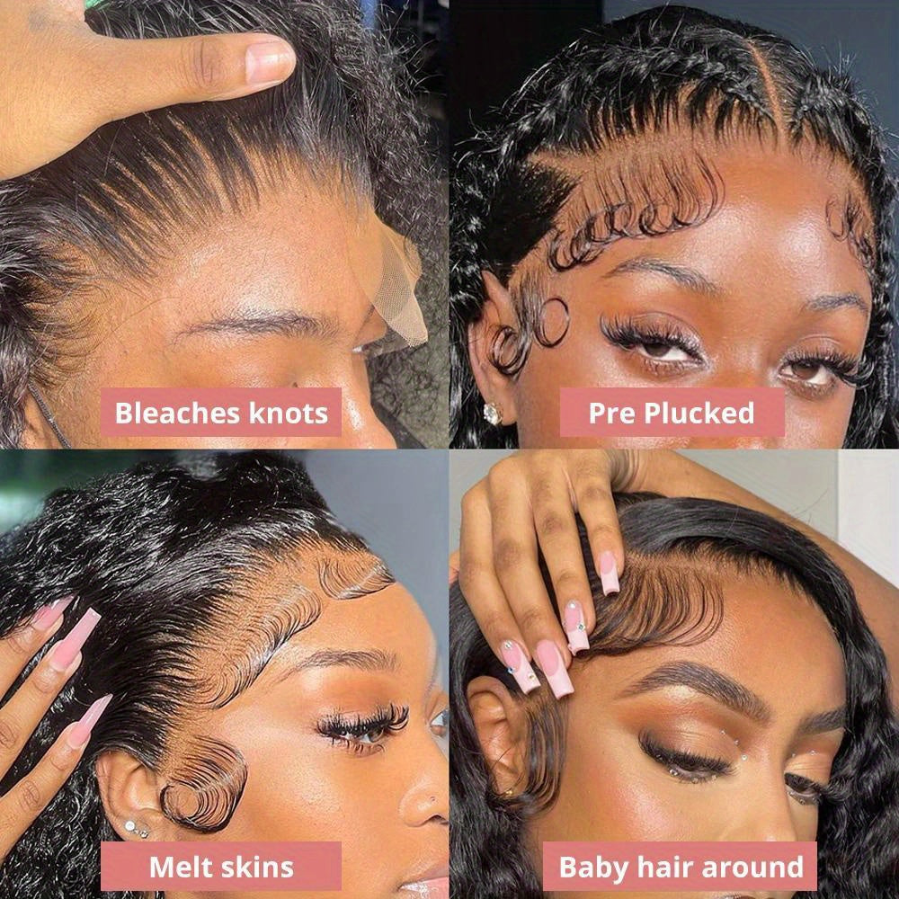 40 Inch Transparent Deep Wave HD Lace Frontal Wig Glueless Wig Human Hair Brazilian 360 Full Lace Wig Water Wave Curly HD Lace Front Wigs PrePlucked