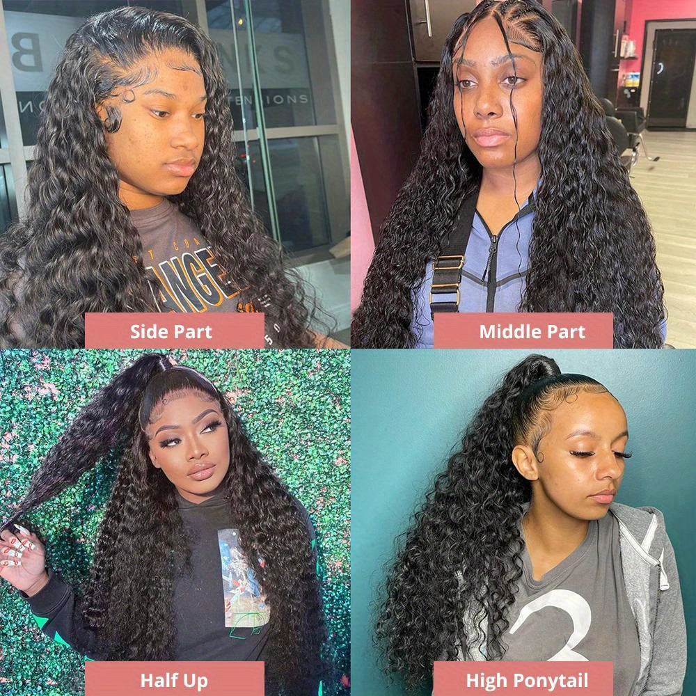 40 Inch Transparent Deep Wave HD Lace Frontal Wig Glueless Wig Human Hair Brazilian 360 Full Lace Wig Water Wave Curly HD Lace Front Wigs PrePlucked
