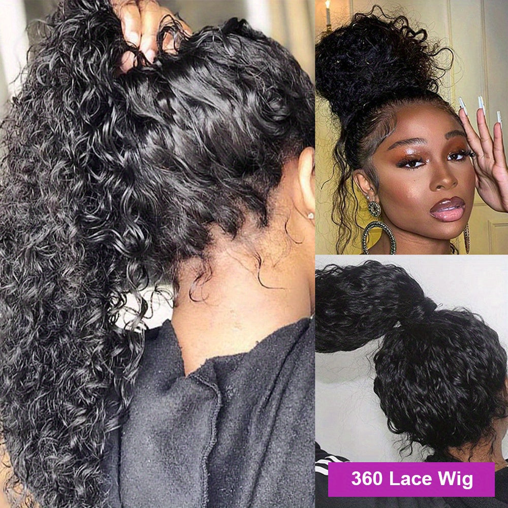 40 Inch Transparent Deep Wave HD Lace Frontal Wig Glueless Wig Human Hair Brazilian 360 Full Lace Wig Water Wave Curly HD Lace Front Wigs PrePlucked