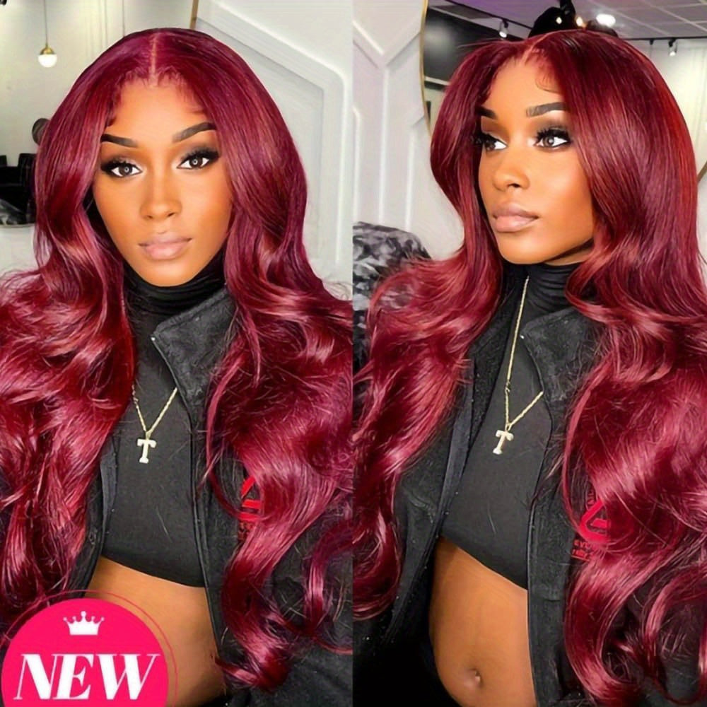 COLASS 14A 200% Density 30 Inch 99j Burgundy Lace Front Wigs Human Hair 13x4 99j Body Wave Lace Front Wigs Human Hair Wine Red Colored Pre Plucked Glueless HD Lace Frontal Wigs For Women.