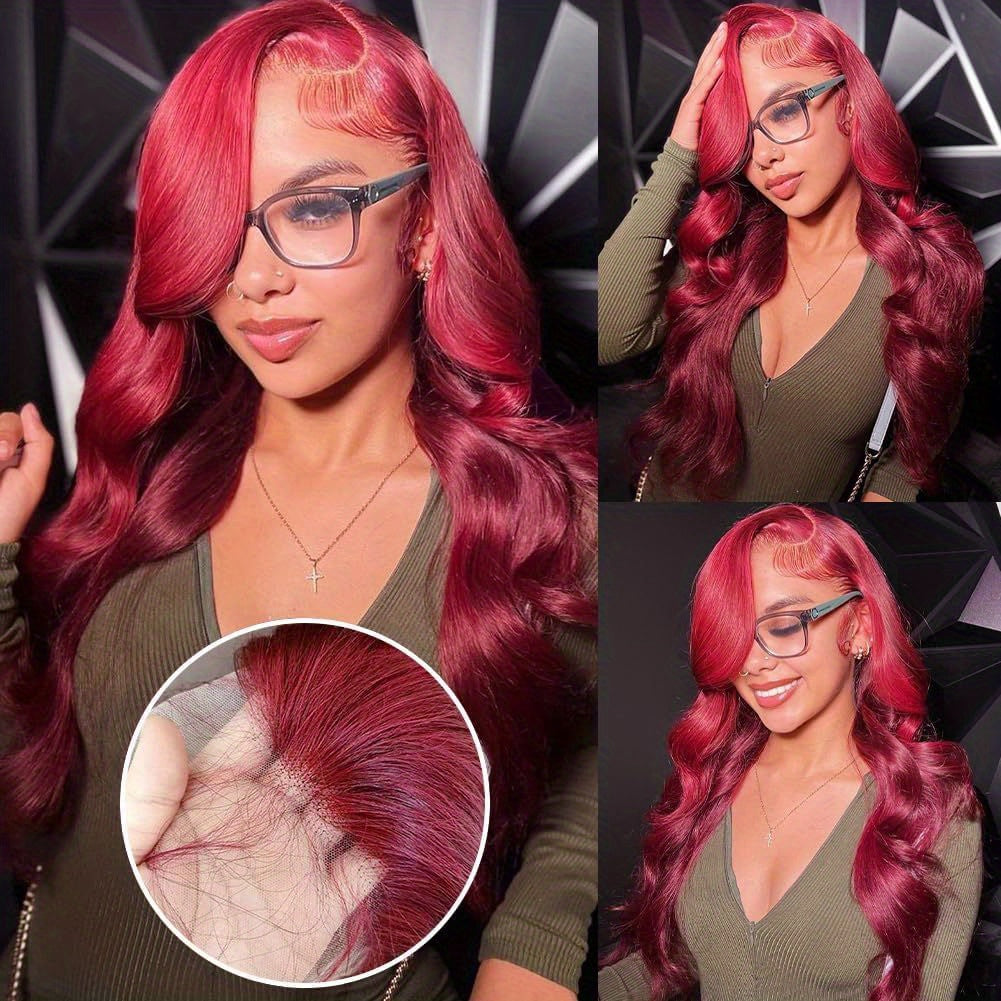 COLASS 14A 200% Density 30 Inch 99j Burgundy Lace Front Wigs Human Hair 13x4 99j Body Wave Lace Front Wigs Human Hair Wine Red Colored Pre Plucked Glueless HD Lace Frontal Wigs For Women.