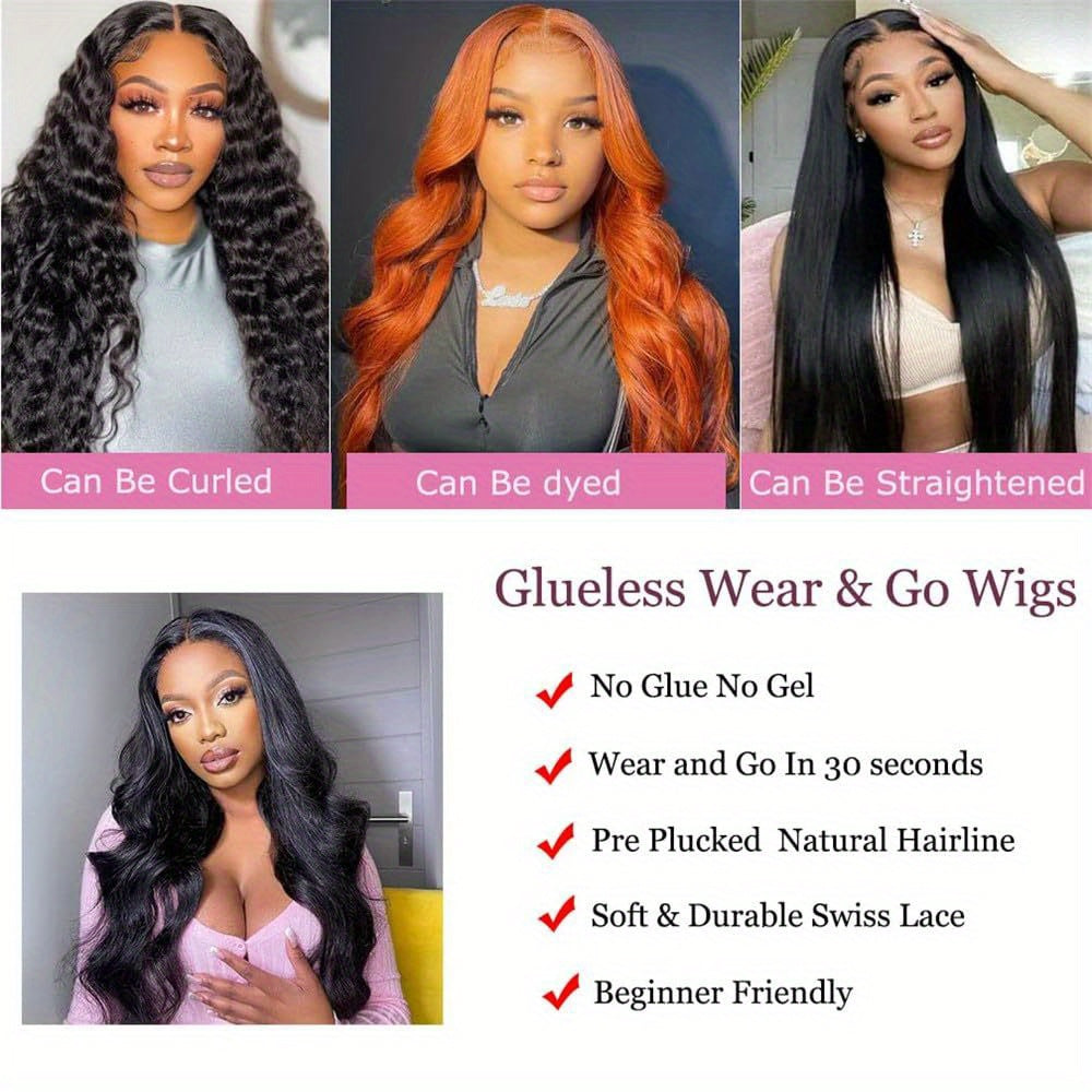 Bye Bye Knots Wig Glueless Wigs Human Hair 200% Density Pre Plucked Pre Cut 5x5 HD Lace Closure Wigs Human Hair Body Wave Lace Front Wigs Human Hair For Women