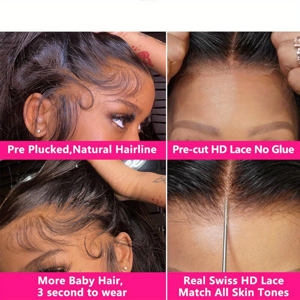 Bye Bye Knots Wig Glueless Wigs Human Hair 200% Density Pre Plucked Pre Cut 5x5 HD Lace Closure Wigs Human Hair Body Wave Lace Front Wigs Human Hair For Women