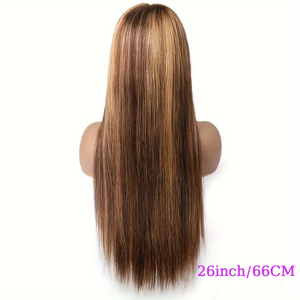 245% Density 4/27 Highlight Ombre Lace Front Wig Human Hair 13x5 Frontal HD Transparent Lace Pre Plucked Straight Lace Front Wig Human Hair Brown Colored Honey Blonde Lace Front Wig Human Hair