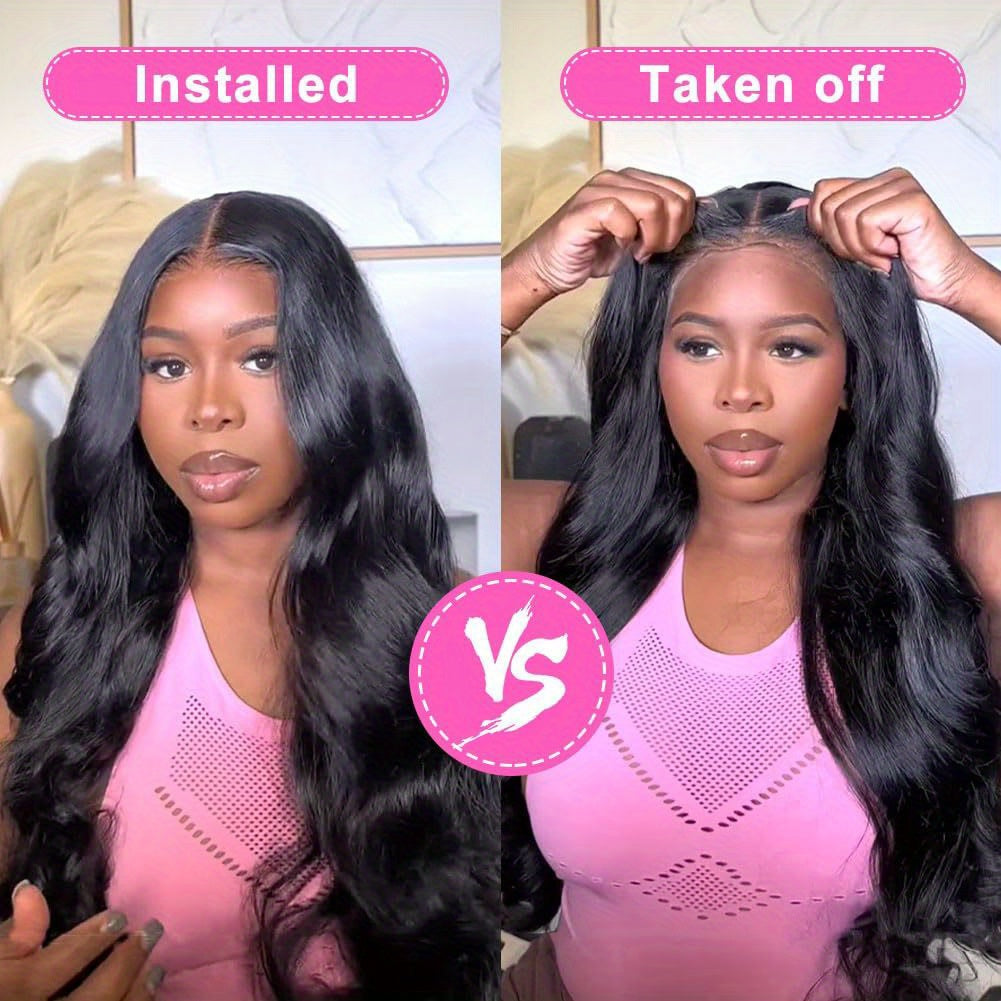 34 Inch Body Wave Glueless Wigs Human Hair Pre Plucked/Cut Ready To Waer Wig 200 Density 6x4 Hd Lace Closure Wigs Human Hair for Women