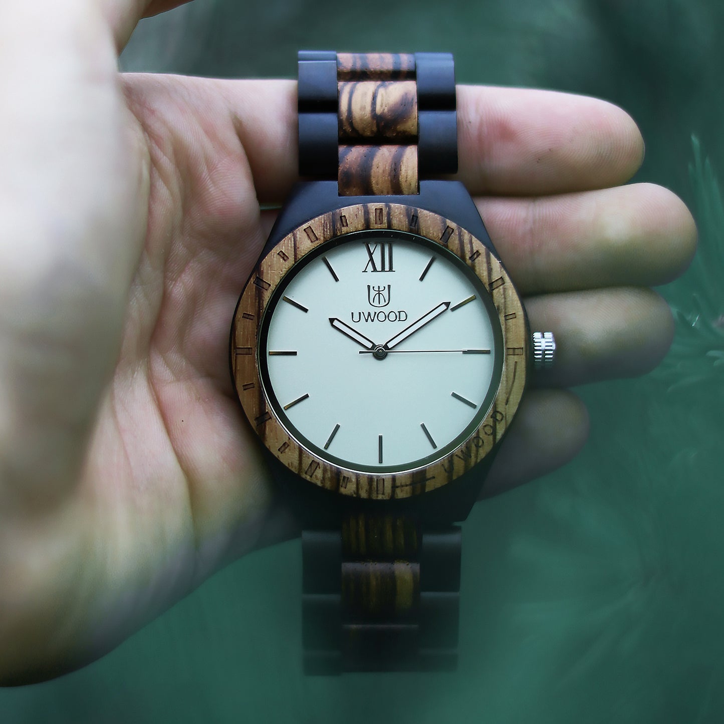 Black Sandal Solid Wooden UWOOD Mens Watch - Relogio Masculino Christmas Gift for Men