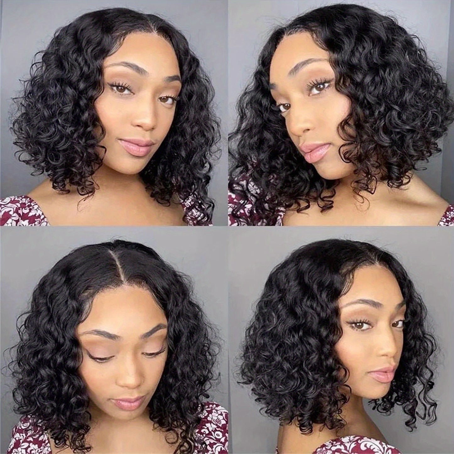 [13X4 Bouncy Deep Wave Wig] Tewig Bye Bye Knots 13X4 Bouncy Deep Wave Glueless Bob Wig 200% Density Wear to Go Glueless Wigs Human Hair Pre Plucked Pre Cut Bob Wigs Deep Wave Lace Front Wigs Upgraded