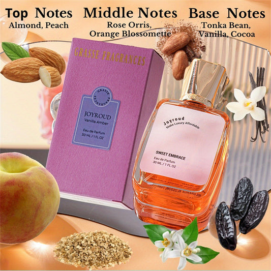 Joyroud Vanilla Amber Perfumes for Women, Exotic Oriental Floral Fragrance Spray for Modern Women, Peach & Almond, Sweet & Warm Eau De Parfum, Good Gift for Girls and Women