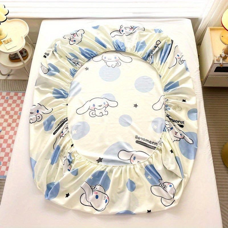 Sanrio Melody, for Cinnamoroll, for Kuromi, Bed Sheet, Mattress Protector, Cartoon Print, Polyester, Two-Piece Set
