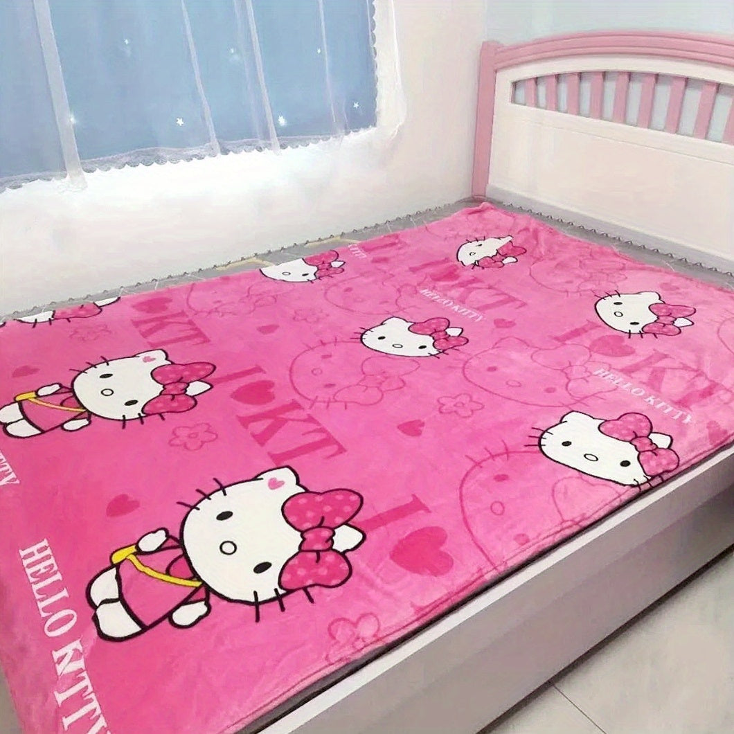 Hello Kitty Soft Polyester Throw Blanket - 59"x78" Decorative Bed Sheet for Cozy Room Ambiance