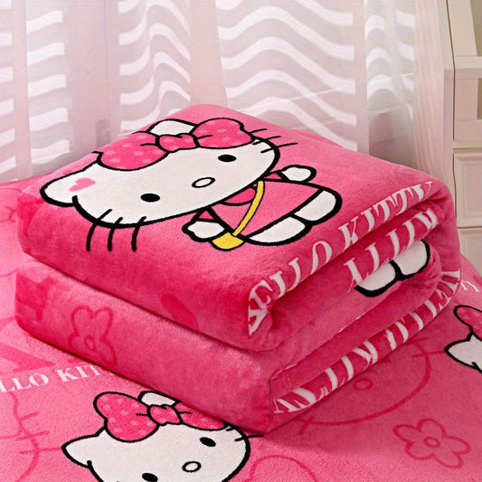 Hello Kitty Soft Polyester Throw Blanket - 59"x78" Decorative Bed Sheet for Cozy Room Ambiance