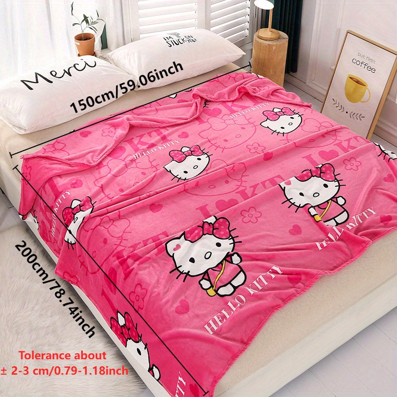 Hello Kitty Soft Polyester Throw Blanket - 59"x78" Decorative Bed Sheet for Cozy Room Ambiance