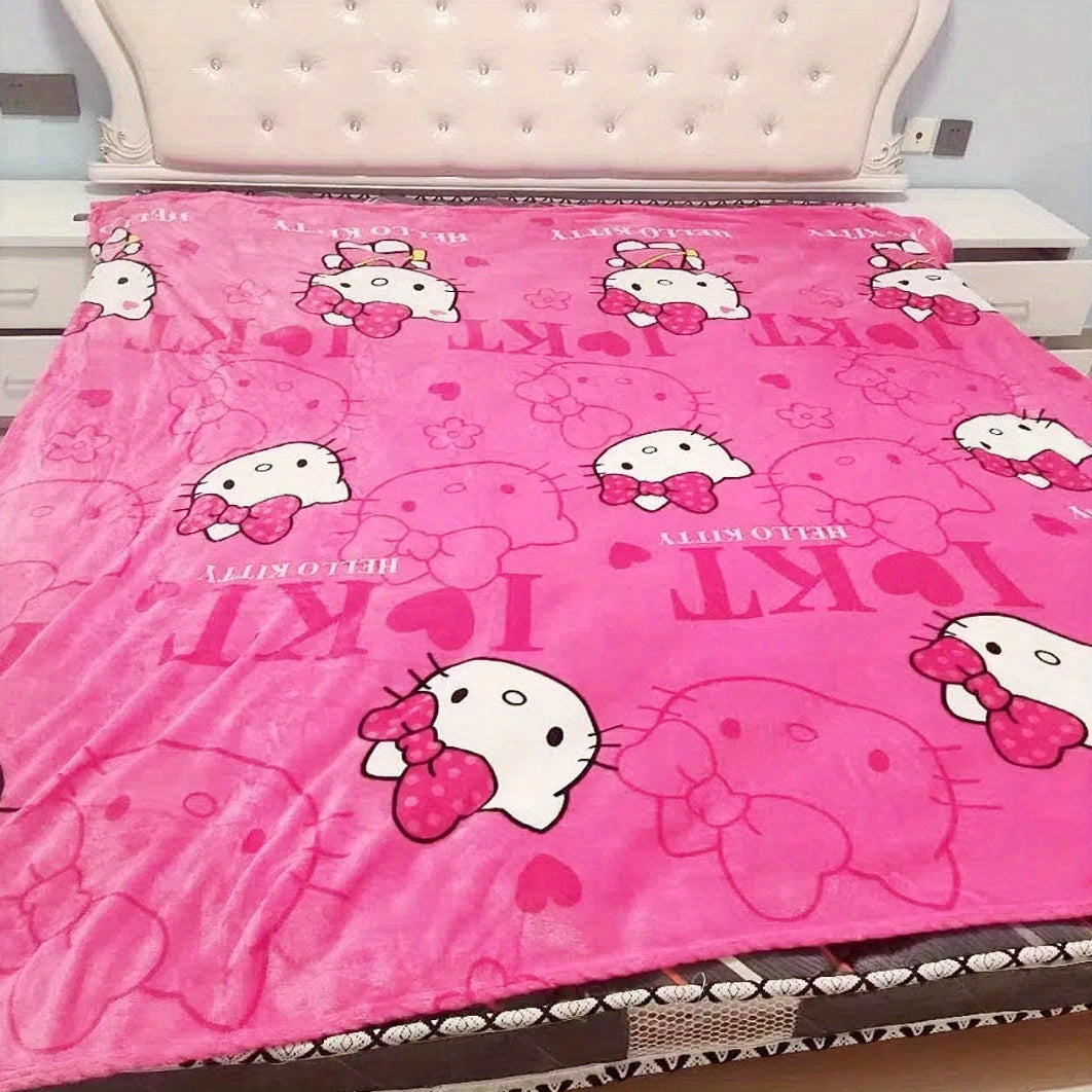 Hello Kitty Soft Polyester Throw Blanket - 59"x78" Decorative Bed Sheet for Cozy Room Ambiance