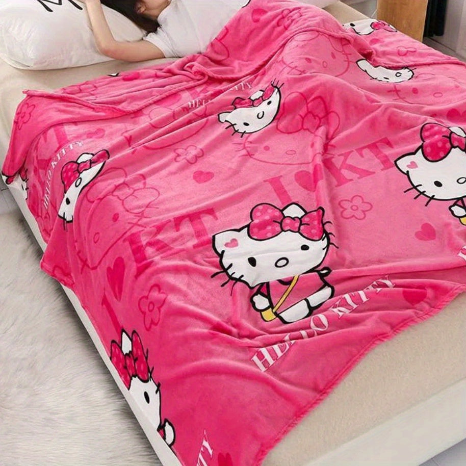 Hello Kitty Soft Polyester Throw Blanket - 59"x78" Decorative Bed Sheet for Cozy Room Ambiance