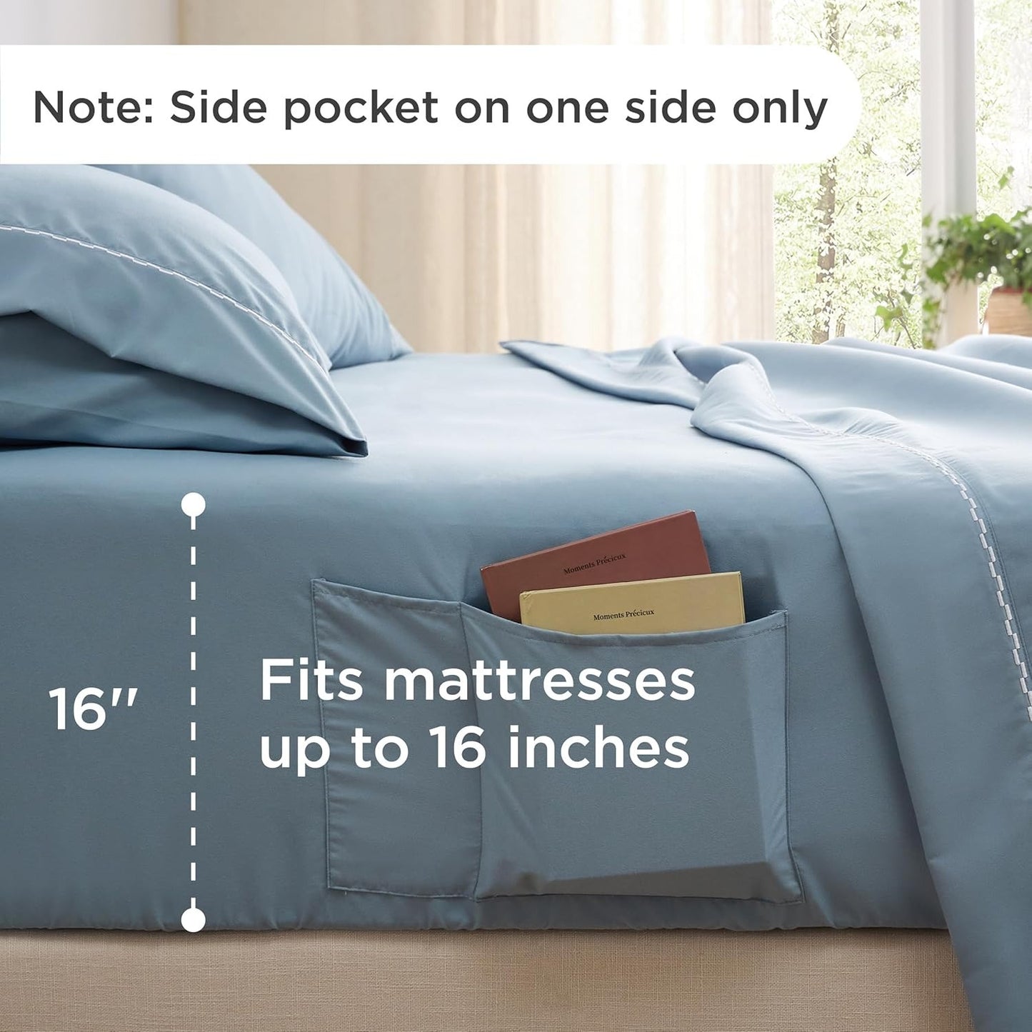 Bedsure 3/ 4pcs King Sheet Set with Side Pocket - Soft & Convenient Bed Sheet Set, Home Bedding Peachskin Bedsheets, Breathable Resistant to Wrinkle Deep Pocket Sheet, Fade-Resistant, Easy Care