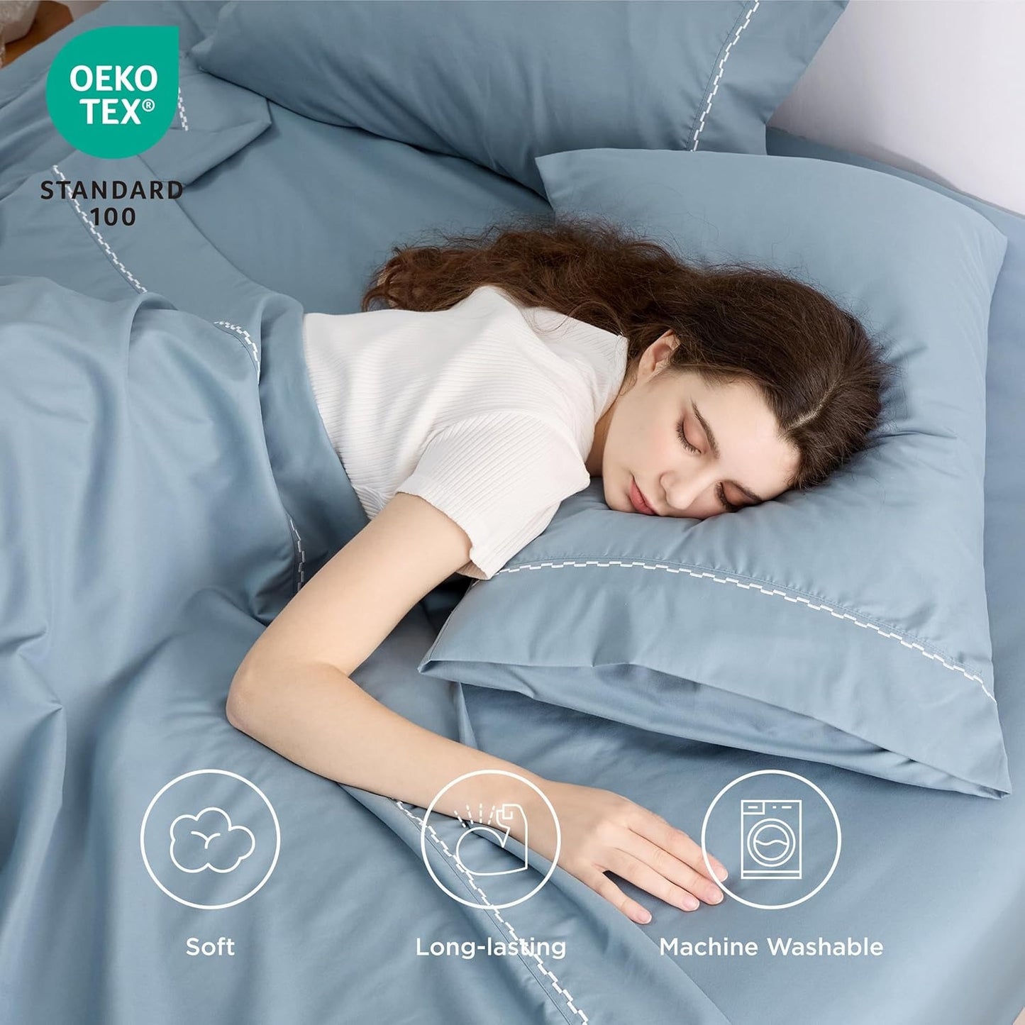 Bedsure 3/ 4pcs King Sheet Set with Side Pocket - Soft & Convenient Bed Sheet Set, Home Bedding Peachskin Bedsheets, Breathable Resistant to Wrinkle Deep Pocket Sheet, Fade-Resistant, Easy Care