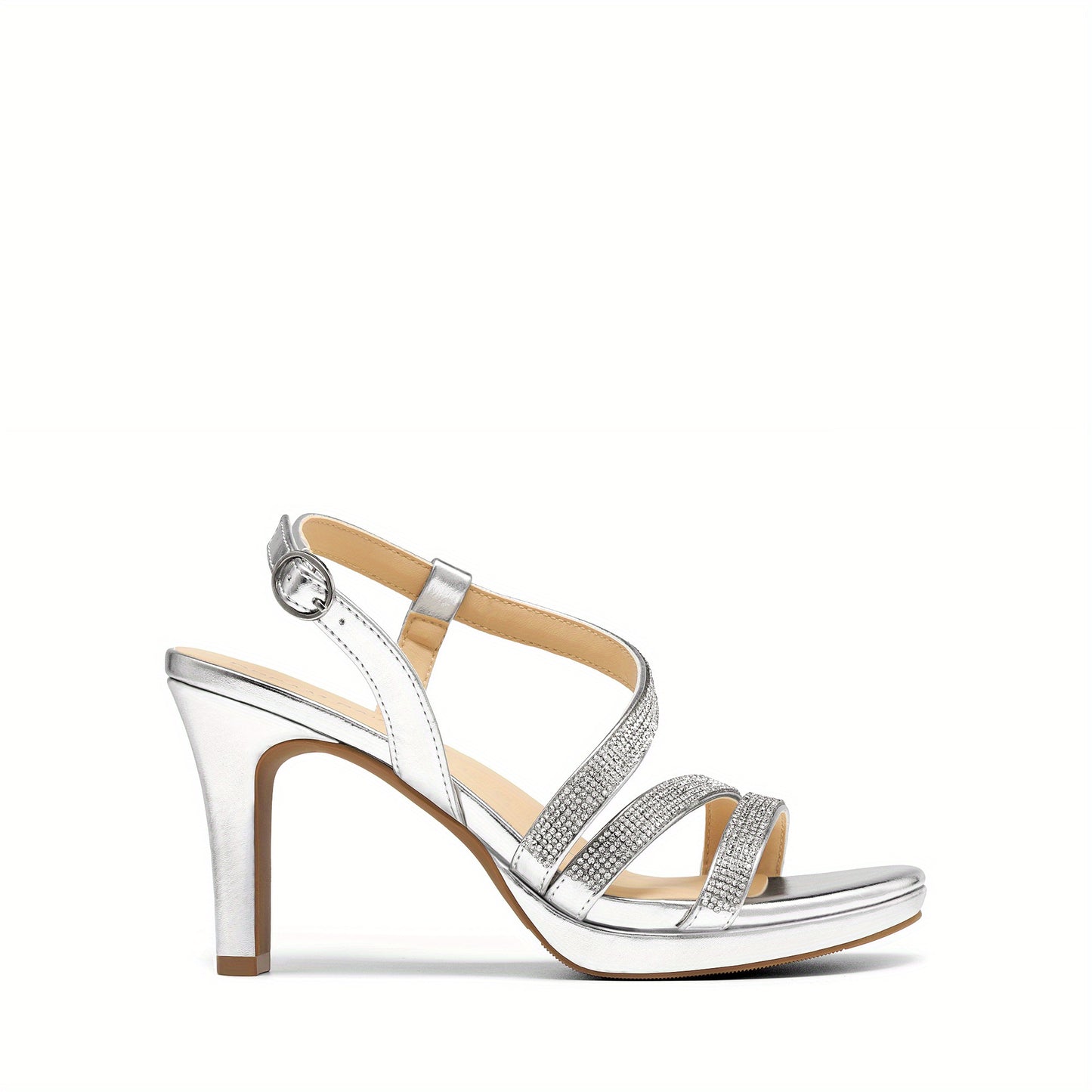 Women Sandals Heeled Sandal Women's Platform Strappy Heels High Heeled Sandals Open Toe Comfortable Dressy Shoes with Adjustable Ankle Strap Shiny for Party Brand Women Shoes