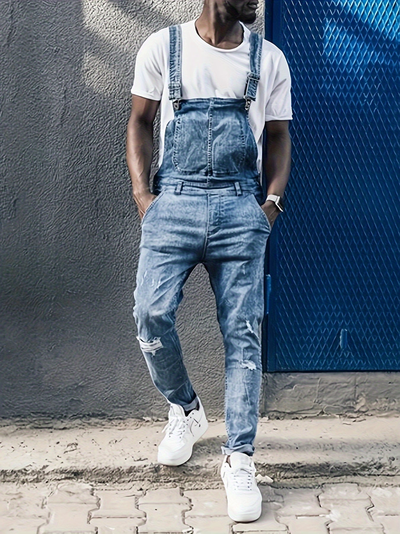 Stylish Slim Fit Ripped Jeans for Men - Soft Stretch Denim, Versatile Casual Wear, Machine Washable, Comfortable and Breathable, Perfect for Daily Life