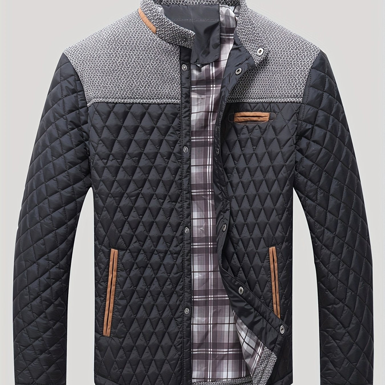Warm & Lightweight Men's Quilted Winter Jacket - Casual Stand Collar Coat for Everyday Wear