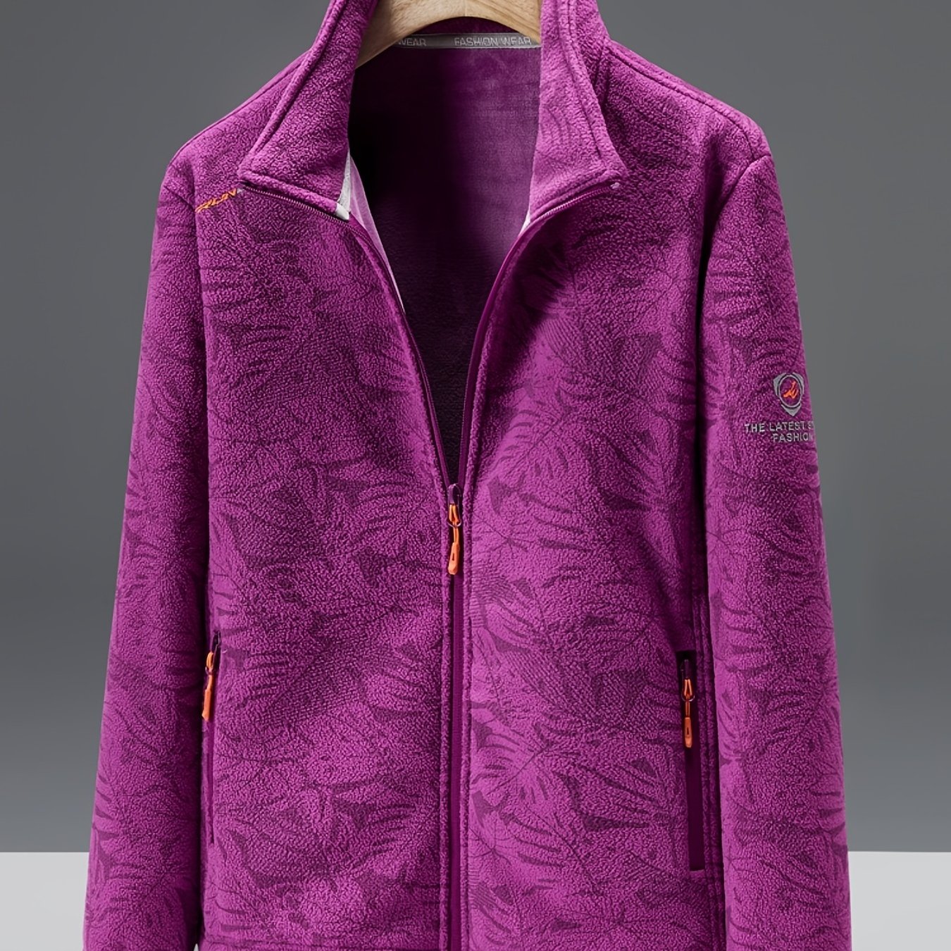 Ultra-Durable Windproof Plant Print Fleece Jacket - Perfect for Adventure Seekers with Stylish Nature-Inspired Design