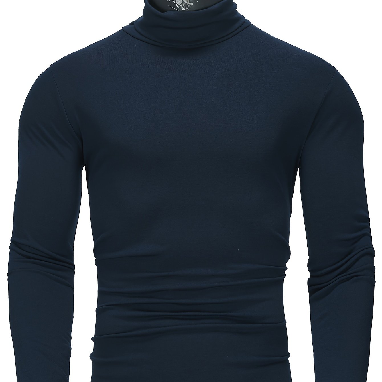 Long-Sleeved Multicolor Turtleneck Shirt for Men - Soft Medium Stretch Polyester Fabric, Regular Fit, High Neck Collar, Machine Washable, Perfect for Spring and Fall Seasons