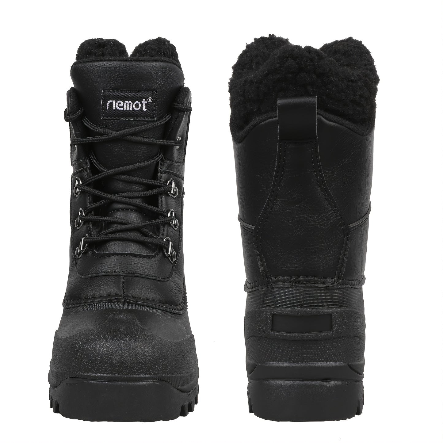 [Popular Choice] Riemot Men's High Quality Snow Boots - Durable, Non-Slip Traction Sole for Hiking, Trekking & Gardening - Warm Fleece Lined Ankle Support, Lace-Up Closure- Versatile All-Season Outdoor Footwear